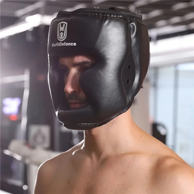 WOSWEIR HE0186 Boxing Headgear Face Saver Training Sparring Safety Head Guard - Red / for Kids