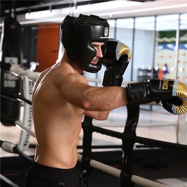 WOSWEIR HE0186 Boxing Headgear Face Saver Training Sparring Safety Head Guard - Red / for Kids