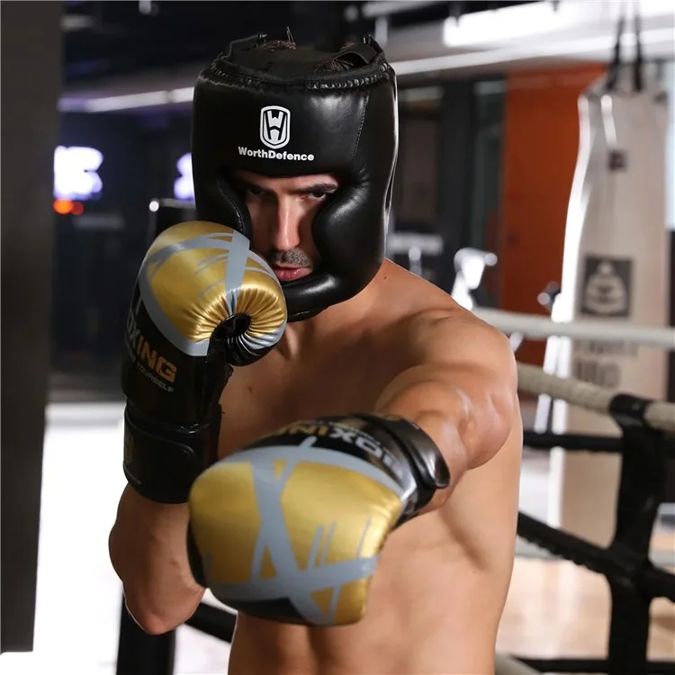 WOSWEIR HE0186 Boxing Headgear Face Saver Training Sparring Safety Head Guard - Red / for Kids