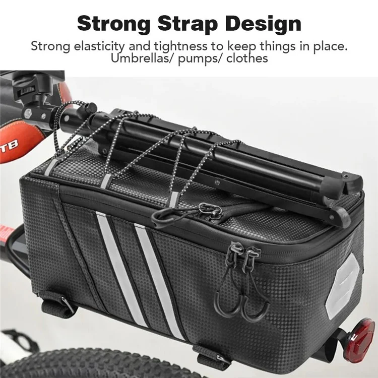 Bag031 8l PU Rack Rack Bagicles Bicycles Trasero Bolsa Trasera Bolsa de Almacenamiento de Soporte de Asiento Trasero