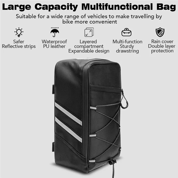 Bag031 8l PU Rack Rack Bagicles Bicycles Trasero Bolsa Trasera Bolsa de Almacenamiento de Soporte de Asiento Trasero