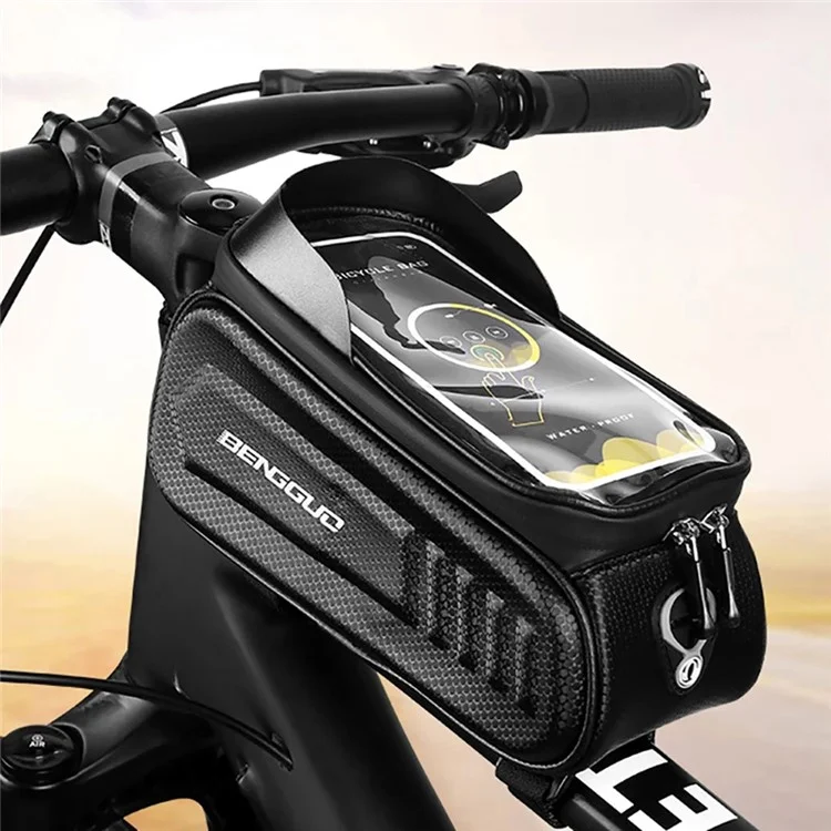 Bengguo BG-0828 Sac à Vélo à Écran Tactile Imperméable EVA Sac à Cadre de Tube Supérieur à Cycle Dur - Style B