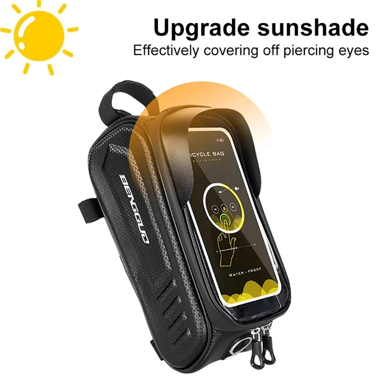 Bengguo BG-0828 Sac à Vélo à Écran Tactile Imperméable EVA Sac à Cadre de Tube Supérieur à Cycle Dur - Style B