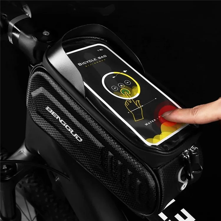 Bengguo BG-0828 Sac à Vélo à Écran Tactile Imperméable EVA Sac à Cadre de Tube Supérieur à Cycle Dur - Style B
