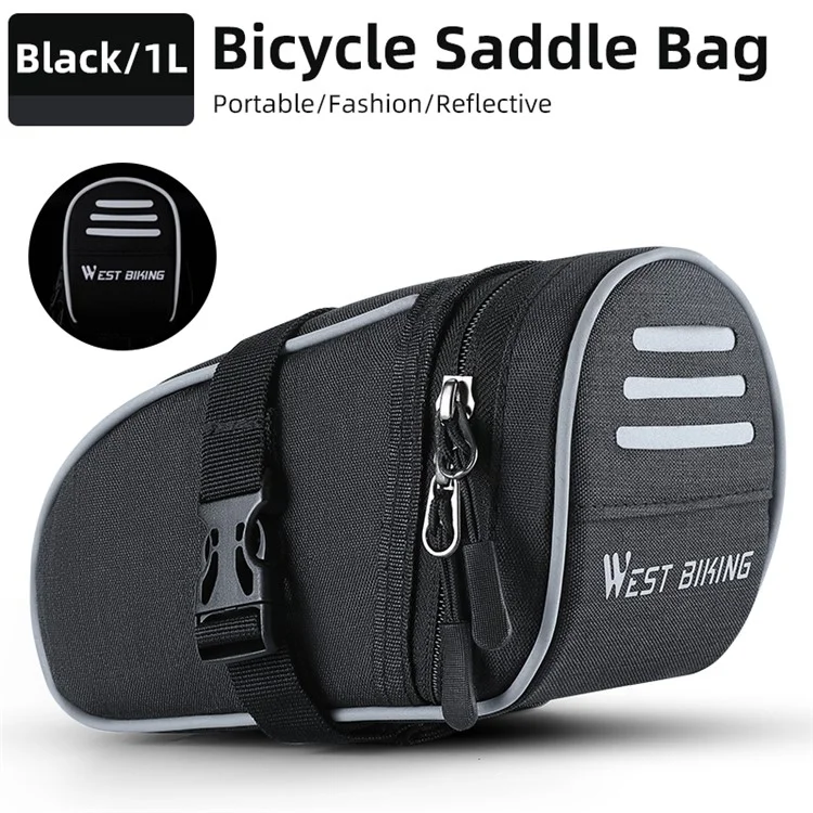 Ciclismo Oeste YP0707388 1L Bike Saddle Bag Oxford Canvas Reflective Bicycle Herramients Bolsa de Almacenamiento