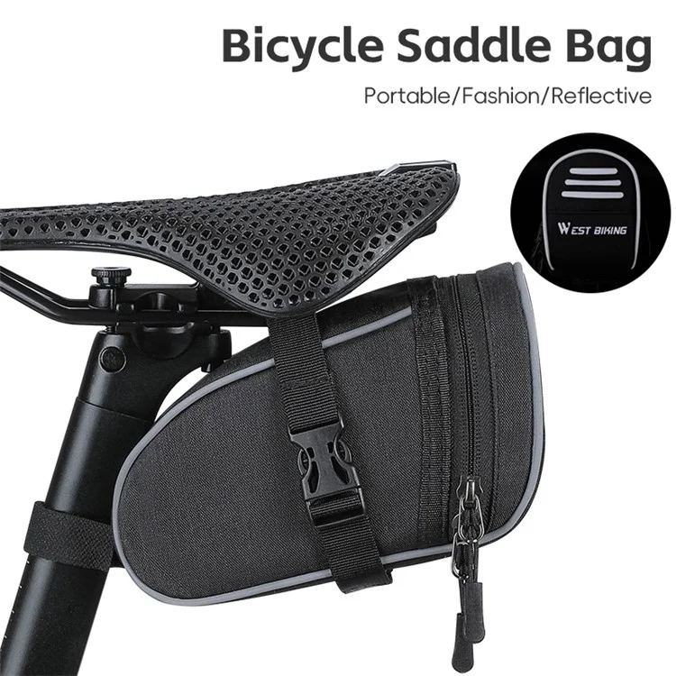 Ciclismo Oeste YP0707388 1L Bike Saddle Bag Oxford Canvas Reflective Bicycle Herramients Bolsa de Almacenamiento