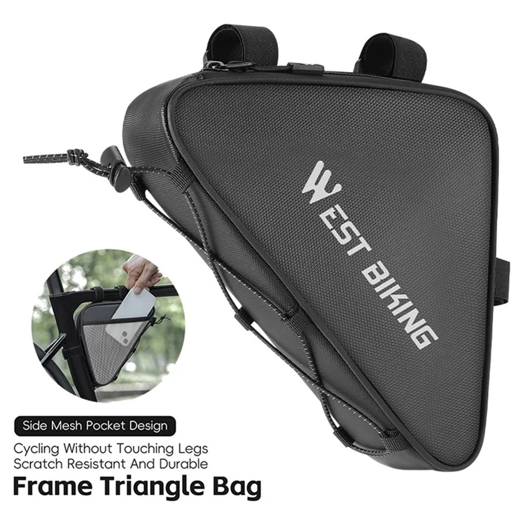 WEST BIKING YP0707387 Bike Triangle Frame Bag Leather Film Strap-On Tube Storage Bag