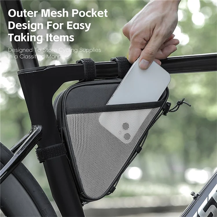 WEST BIKING YP0707387 Bike Triangle Frame Bag Leather Film Strap-On Tube Storage Bag