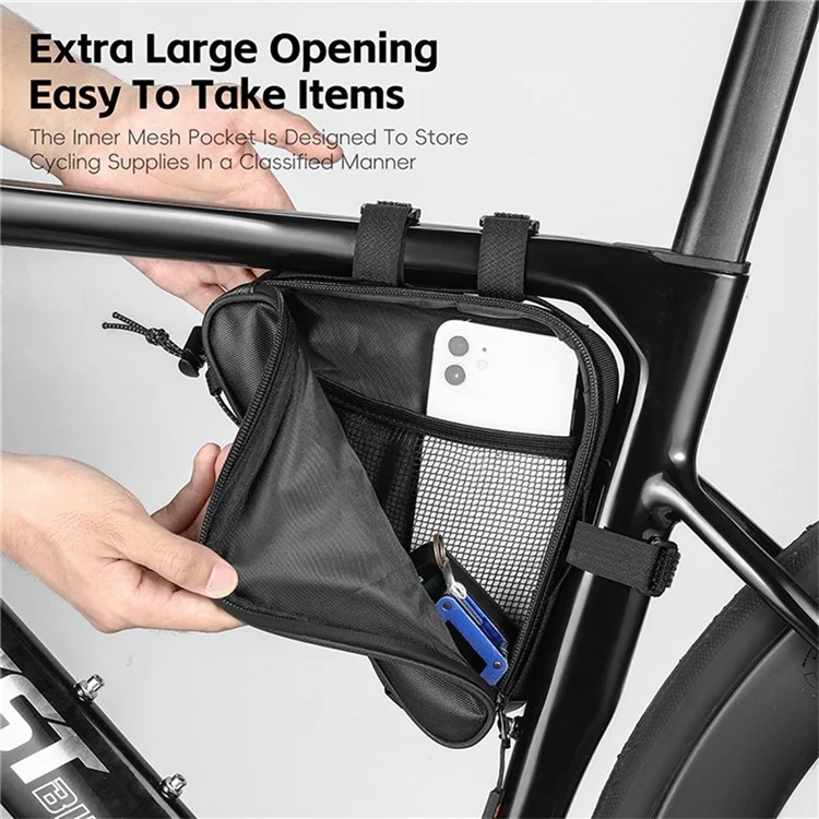 WEST BIKING YP0707387 Bike Triangle Frame Bag Leather Film Strap-On Tube Storage Bag