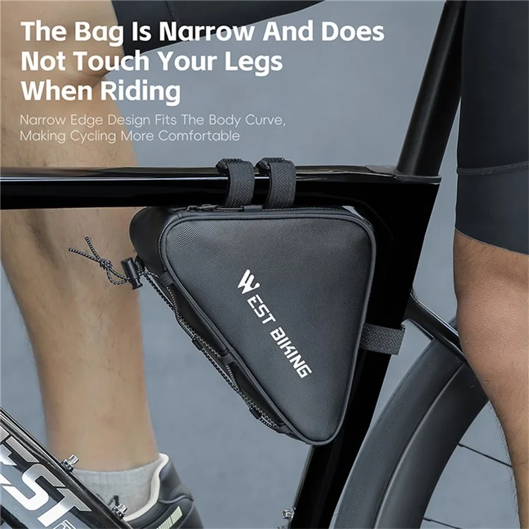 WEST BIKING YP0707387 Bike Triangle Frame Bag Leather Film Strap-On Tube Storage Bag