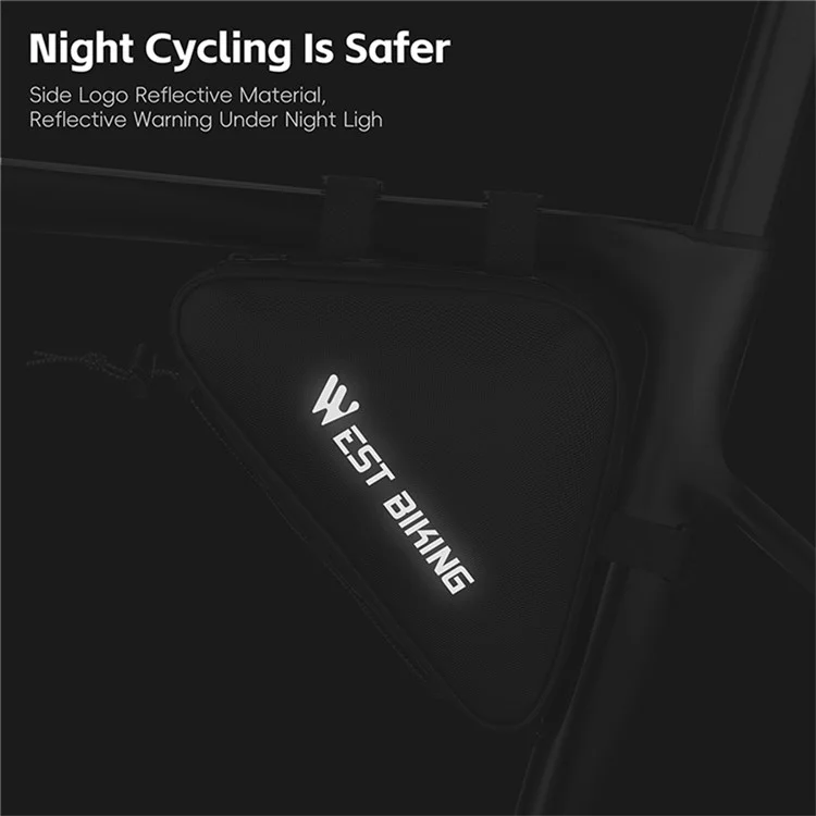 WEST BIKING YP0707387 Bike Triangle Frame Bag Leather Film Strap-On Tube Storage Bag