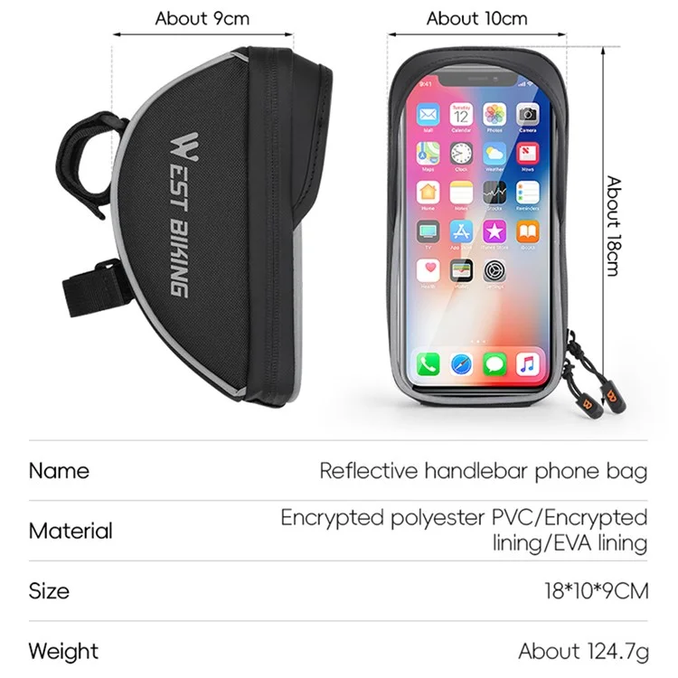 West Bicking YP0707390 Bike Frame Frente Top Tube Bag Bicicleta Holote Touch Screen Saco de Telefonia