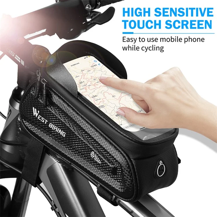 Borsa per bicicletta WEST BIKING Waterproof Mountain Road Bike Top Tube Front Frame Bag