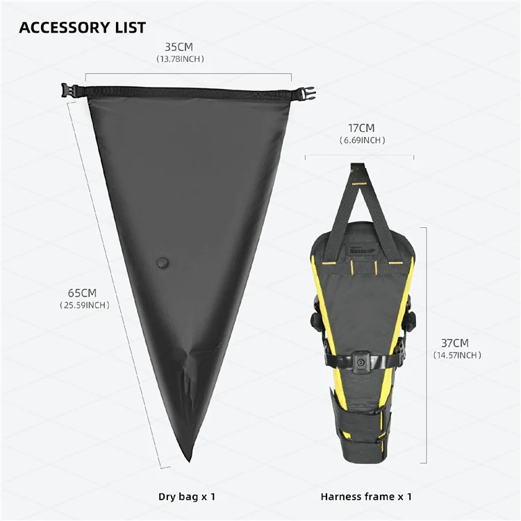RHINOWALK BHD0020 14L Bicycle Rear Bag Large Capacity Waterproof Nylon Bike Saddle Bag - Black