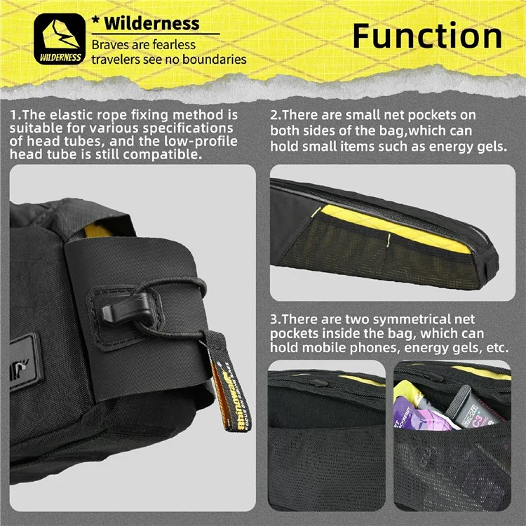 RHINOWALK BHD0015 Lengthened Bicycle Top Tube Bag Bike Front Beam Nylon Storage Bag, 44x5.5x10cm - Black