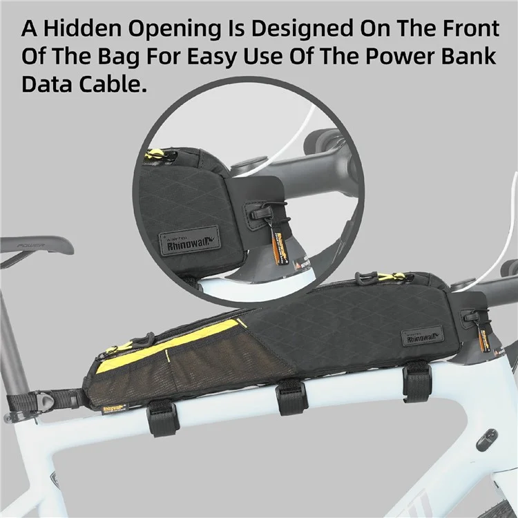 RHINOWALK BHD0015 Lengthened Bicycle Top Tube Bag Bike Front Beam Nylon Storage Bag, 44x5.5x10cm - Black