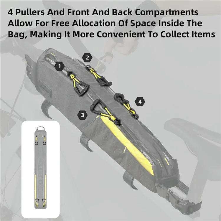 RHINOWALK BHD0015 Lengthened Bicycle Top Tube Bag Bike Front Beam Nylon Storage Bag, 44x5.5x10cm - Black