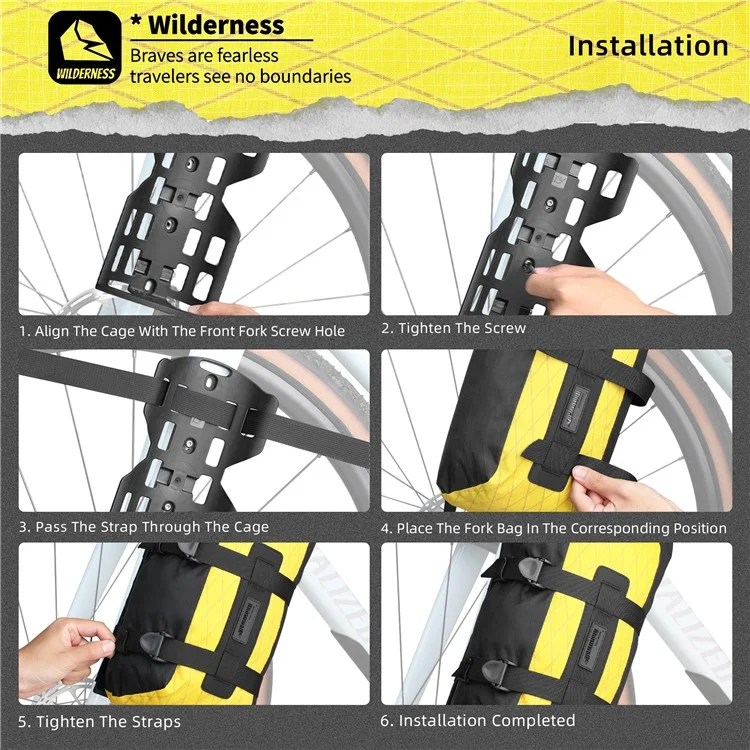 Rhinowalk Bhd0013bk Bike Bike Bork de Almacenamiento de Nylon Bolsa de Horquilla de Bicicleta Impermeable, 45x17x15cm - Negro