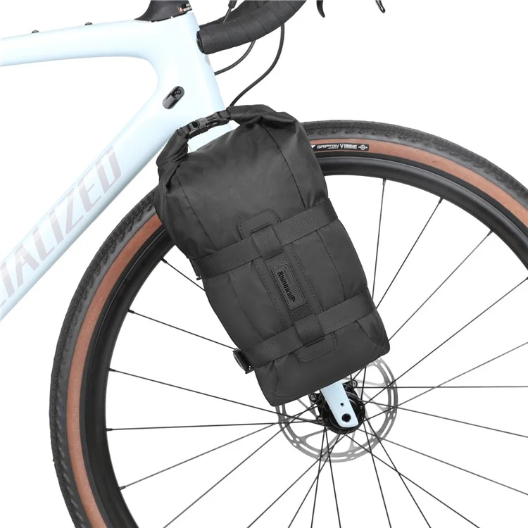 Rhinowalk Bhd0013bk Bike Bike Bork de Almacenamiento de Nylon Bolsa de Horquilla de Bicicleta Impermeable, 45x17x15cm - Negro
