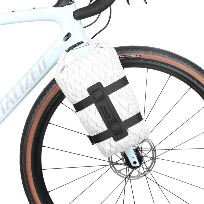 RHINOWALK BHD0013VE Bike Front Fork Nylon Storage Bag Waterproof Bicycle Front Fork Bag, 45x17x15cm - White
