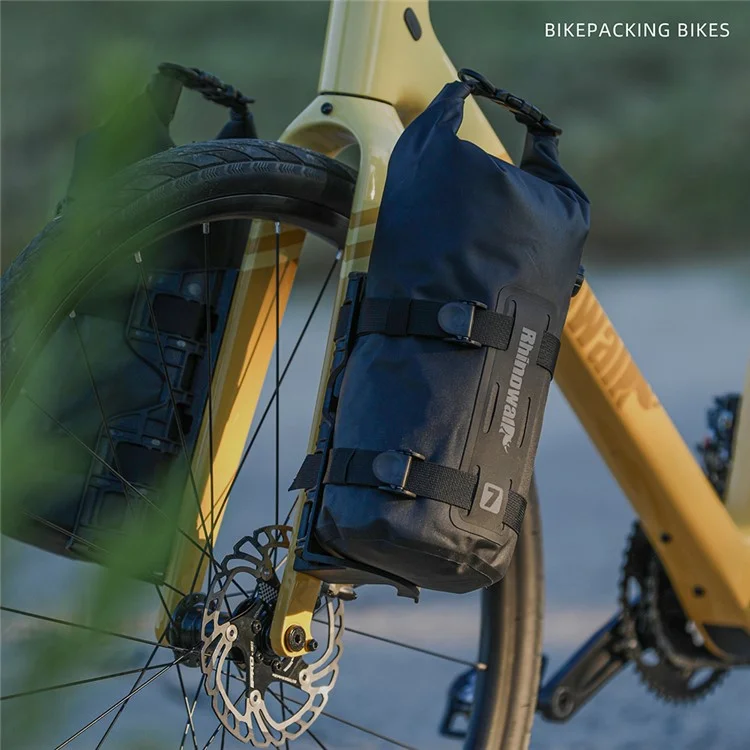 Rhinowalk RK4071BK Bike Bife Bord Baquilla de Almacenamiento de Nylon 7l Bolsa de Horquilla Delantera Impermeable, 14.5x50cm - Negro