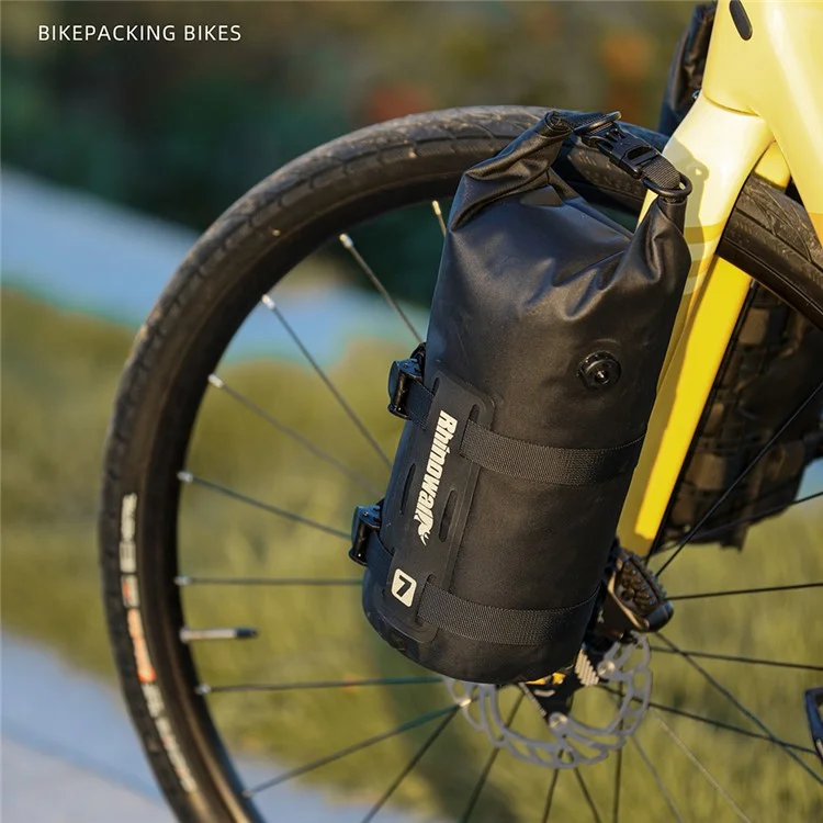 Rhinowalk RK4071BK Bike Bife Bord Baquilla de Almacenamiento de Nylon 7l Bolsa de Horquilla Delantera Impermeable, 14.5x50cm - Negro