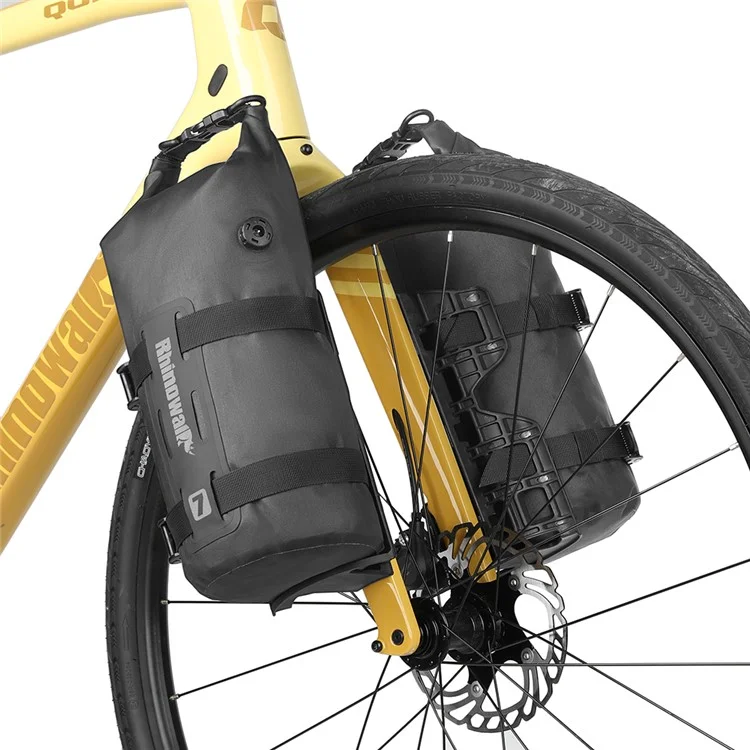 Rhinowalk RK4071BK Bike Bife Bord Baquilla de Almacenamiento de Nylon 7l Bolsa de Horquilla Delantera Impermeable, 14.5x50cm - Negro