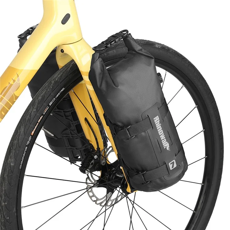 Rhinowalk RK4071BK Bike Bife Bord Baquilla de Almacenamiento de Nylon 7l Bolsa de Horquilla Delantera Impermeable, 14.5x50cm - Negro