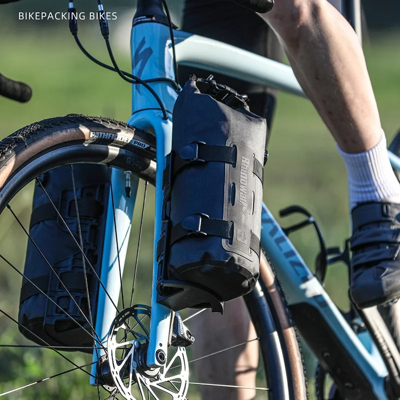 RHINOWALK RK4041BK 4L Outdoor Cycling Waterproof Quick Release Bike Front Fork Bag, 12.5x40cm