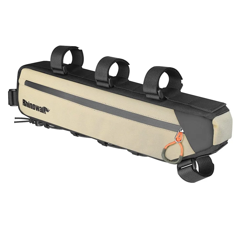 RHINOWALK X24657 2.1L Bike Frame Bag Waterproof Bicycle Under Tube Triangle Bag, Size S: 42x6x9cm - Beige