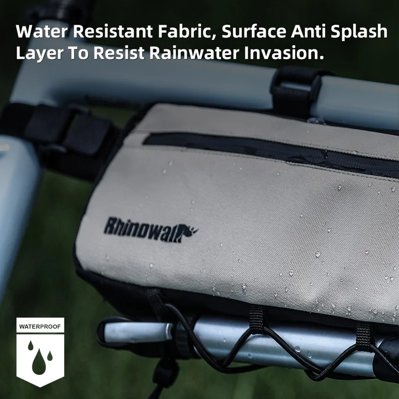 RHINOWALK X24657 2.1L Bike Frame Bag Waterproof Bicycle Under Tube Triangle Bag, Size S: 42x6x9cm - Beige