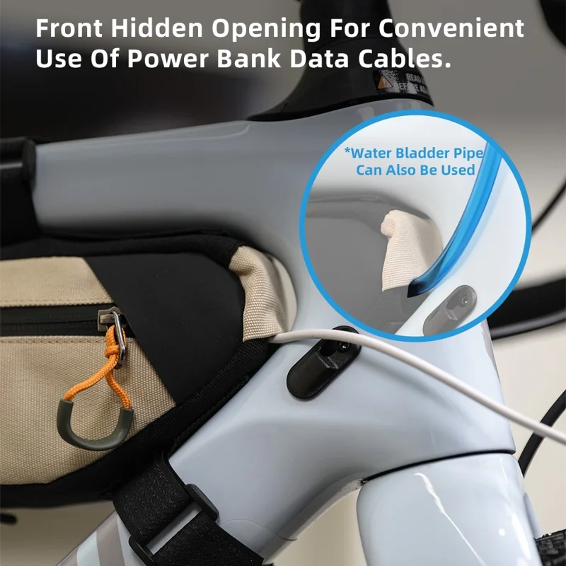 RHINOWALK X24657 2.1L Bike Frame Bag Waterproof Bicycle Under Tube Triangle Bag, Size S: 42x6x9cm - Beige