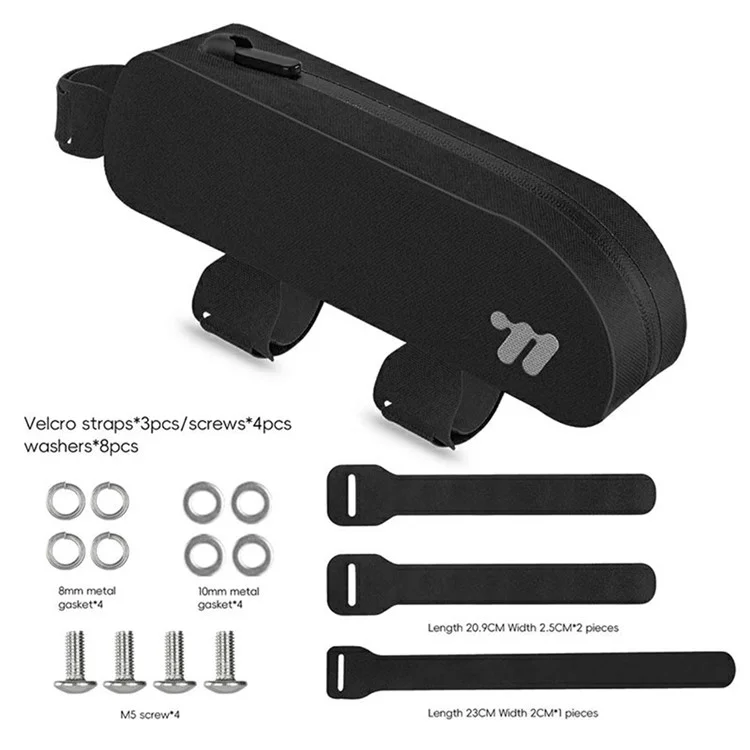 WEST BIKING YP0707384 0.7L MTB Bolsa para tubo superior da bicicleta Bolsa à prova d'água para quadro de bicicleta de estrada - Preto
