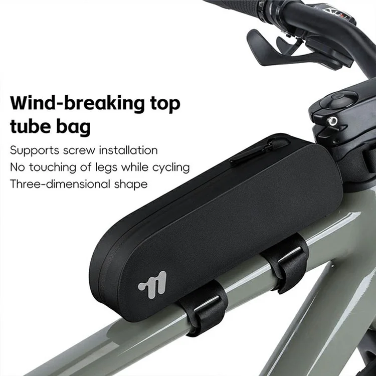 WEST BIKING YP0707384 0.7L MTB Bolsa para tubo superior da bicicleta Bolsa à prova d'água para quadro de bicicleta de estrada - Preto