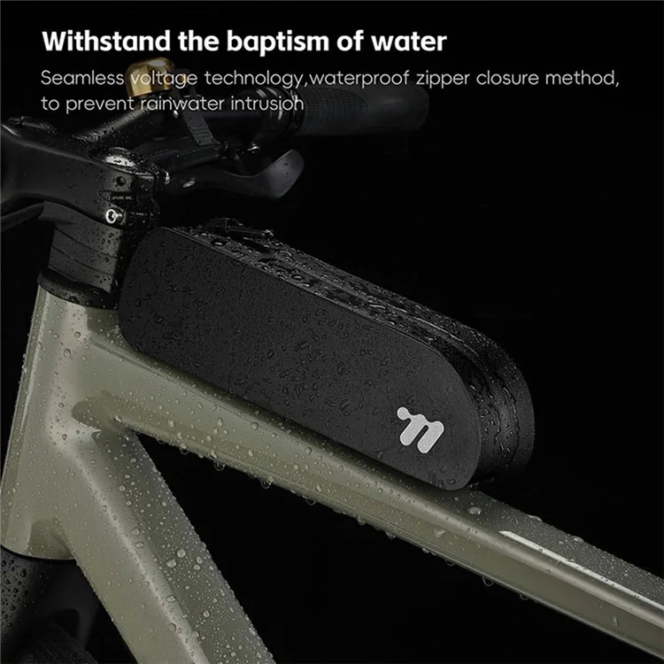 WEST BIKING YP0707384 0.7L MTB Bolsa para tubo superior da bicicleta Bolsa à prova d'água para quadro de bicicleta de estrada - Preto