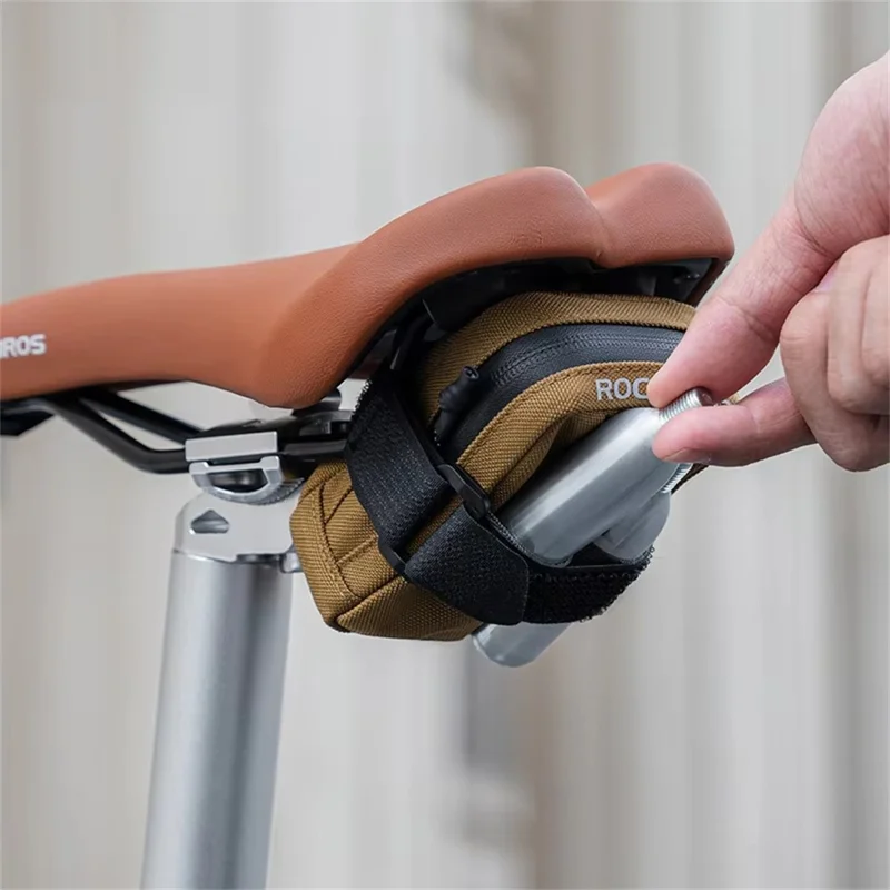 ROCKBROS Mini Bicycle Saddle Bag Lightweight 0.35L Bike Bag Portable Multi function Cycling Bag - Coffee