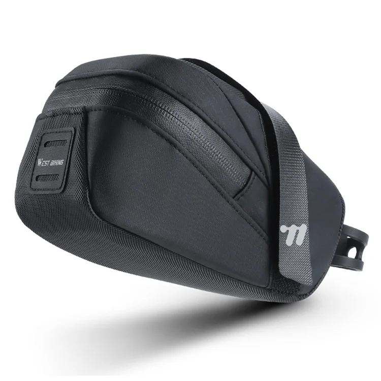WEST BIKING YP0707391 0.8L Bike Saddle Bag Polyester Bicycle Tail Storage Bag - Black