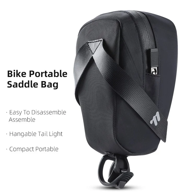 WEST BIKING YP0707391 0.8L Bike Saddle Bag Polyester Bicycle Tail Storage Bag - Black