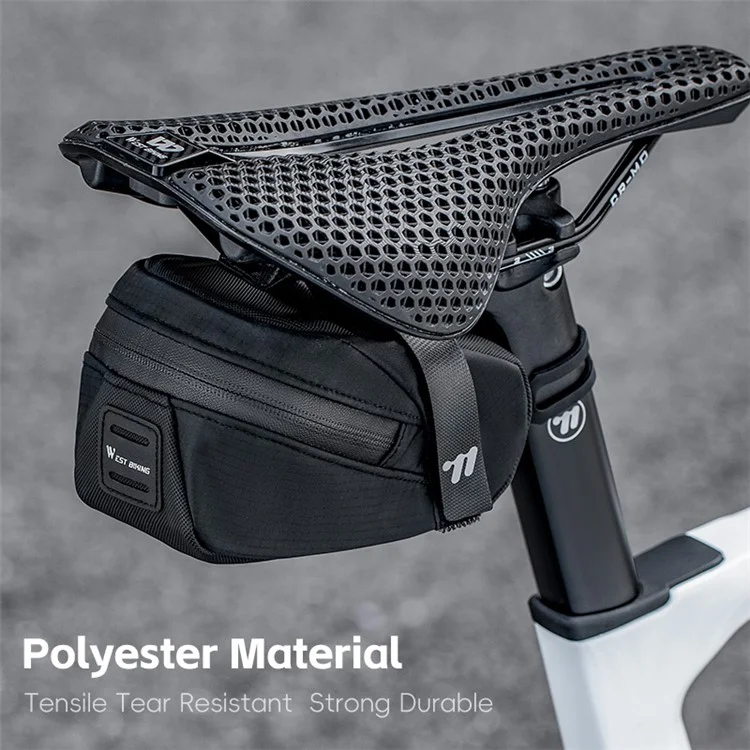 WEST BIKING YP0707391 0.8L Bike Saddle Bag Polyester Bicycle Tail Storage Bag - Black