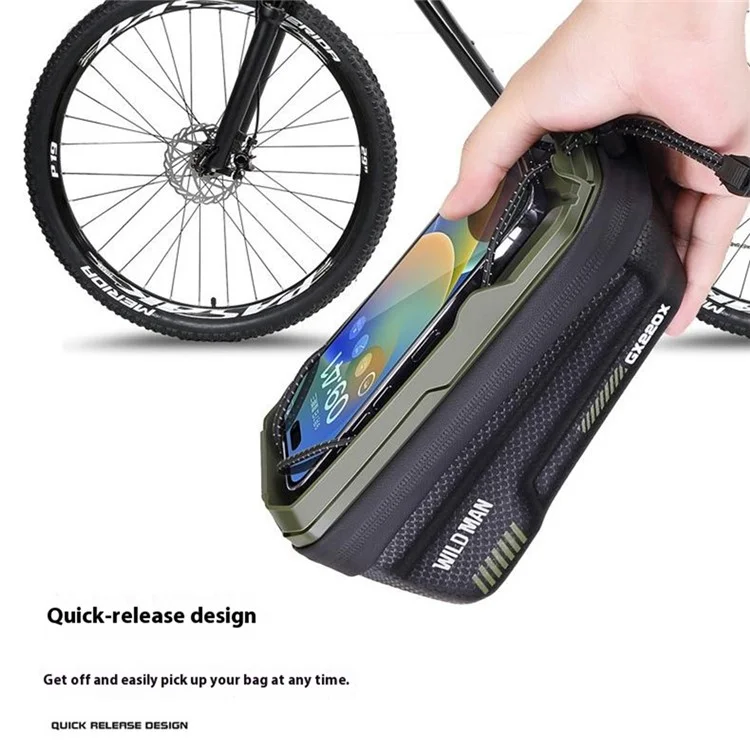 WILD MAN GX220X 1L Hard Shell Mountain Bike Front Beam Bag Quick Release Bicycle Top Tube Bag - Grey