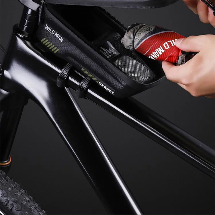 WILD MAN GX220X 1L Hard Shell Mountain Bike Front Beam Bag Quick Release Bicycle Top Tube Bag - Grey