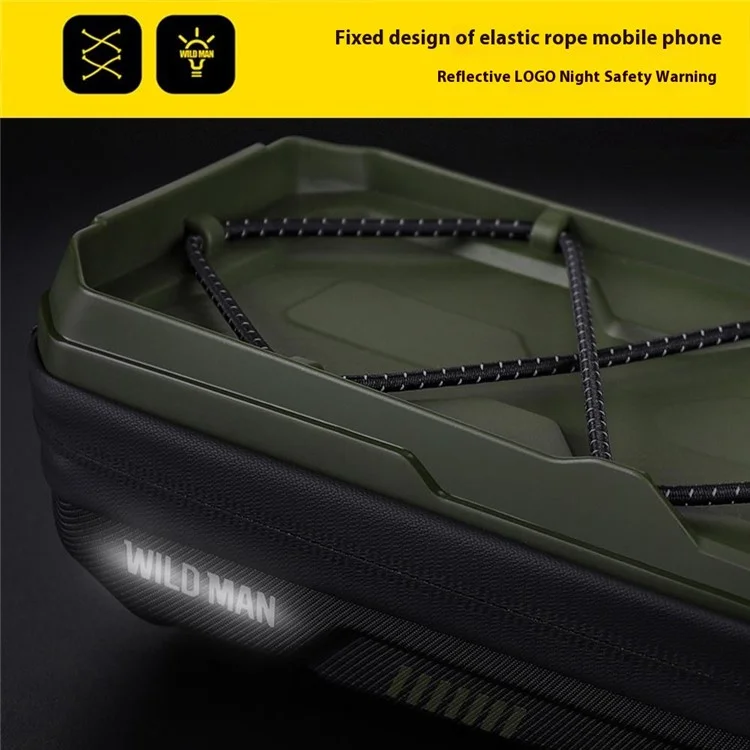 WILD MAN GX330 0.6L Quick Release Hard Shell Mountain Bike Handlebar Bag with Elastic Phone Holder - Army Green