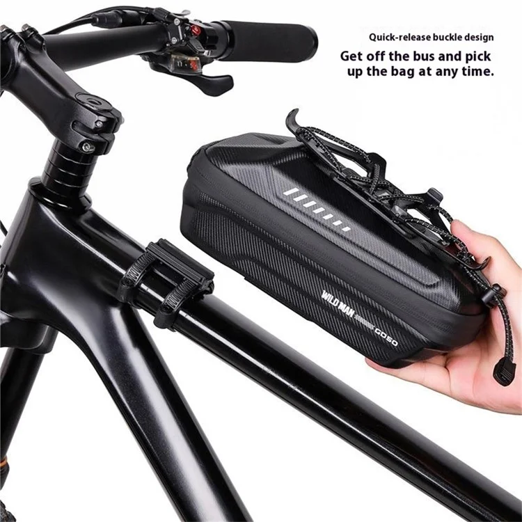WILD MAN GD50 1L Mountain Bike EVA Hard Shell Frame Bag Phone Holder Front Tube Bag - Army Green