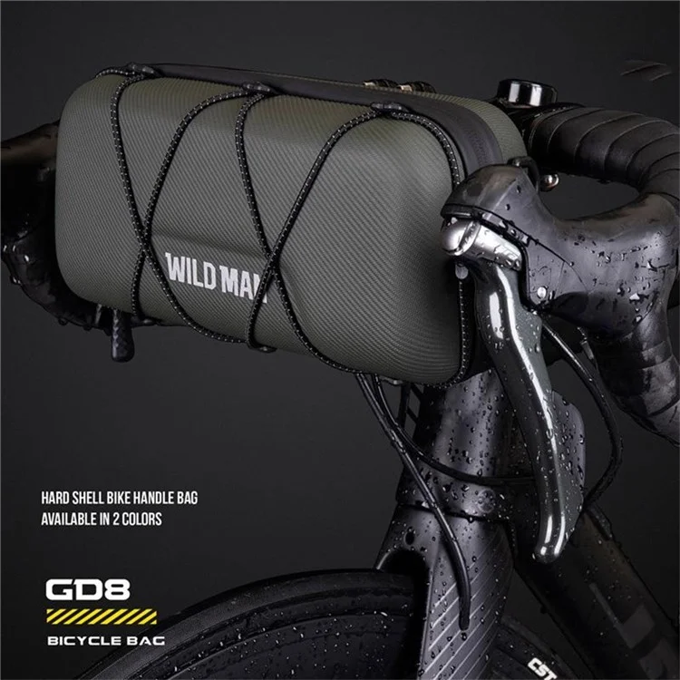 WILD MAN GD50 1L Mountain Bike EVA Hard Shell Frame Bag Phone Holder Front Tube Bag - Army Green