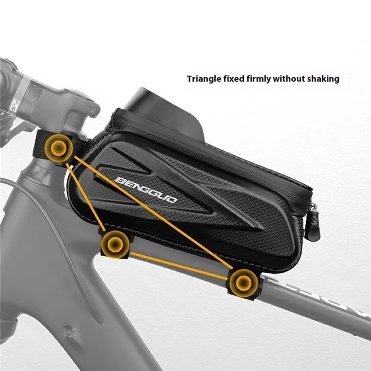BENGGUO BG-0835 Bicycle Front Frame Bag Mountain Bike Phone Holder Storage Pouch