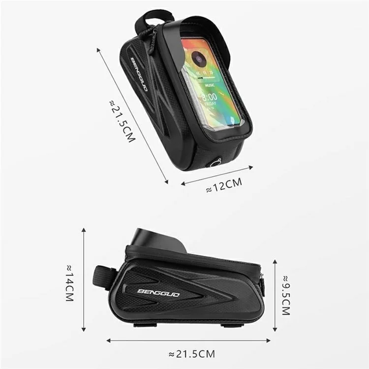 BENGGUO BG-0835 Bicycle Front Frame Bag Mountain Bike Phone Holder Storage Pouch