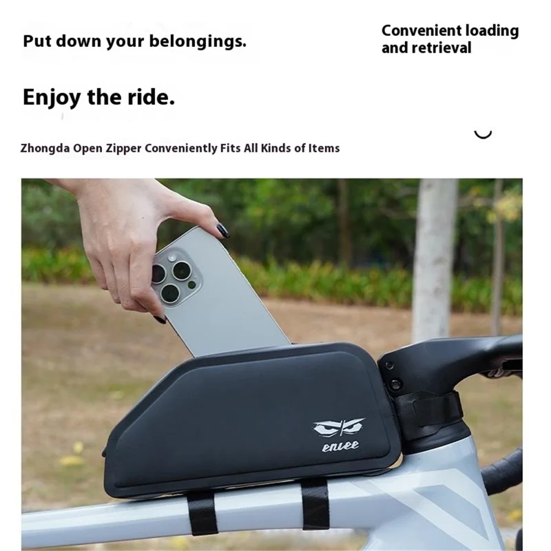 Bolsa de cuadro de tubo superior para bicicleta de montaña ENLEE, bolsa de almacenamiento de herramientas de ciclismo impermeable de nailon TPU