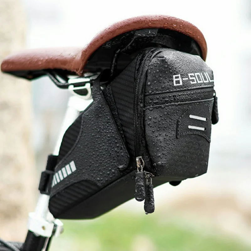 Bolsa de asiento multiusos para bicicleta de carretera B-SOUL con reflectante y plegable