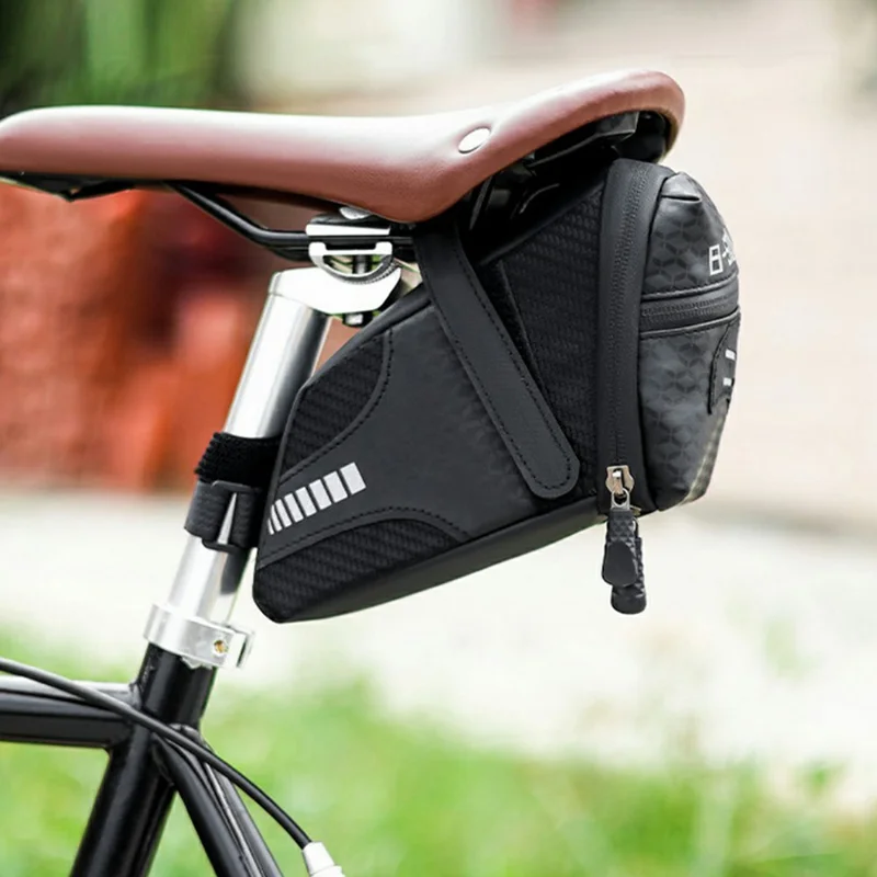 Bolsa de asiento multiusos para bicicleta de carretera B-SOUL con reflectante y plegable
