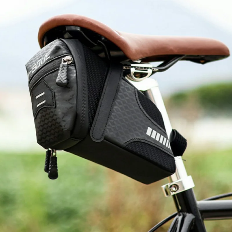 Bolsa de asiento multiusos para bicicleta de carretera B-SOUL con reflectante y plegable